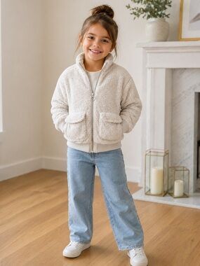 Design History Cream Sherpa Zip Jacket